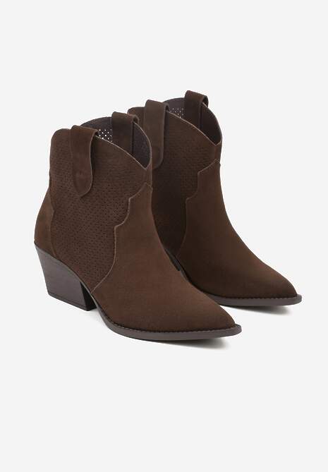 Ciemnobrązowe Botki Typu Kowbojki na Stożku ze Skóry Naturalnej Clearfeather 5