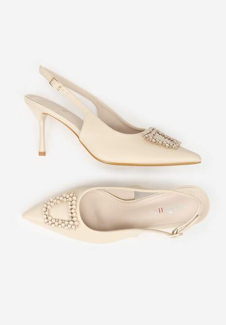 Beżowe Sandały na Szpilce Ozdobione Aplikacją z Cyrkoniami Isleheart 6