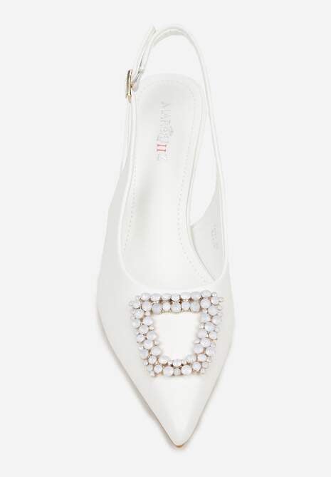 Białe Sandały na Szpilce Ozdobione Aplikacją z Cyrkoniami Isleheart 6