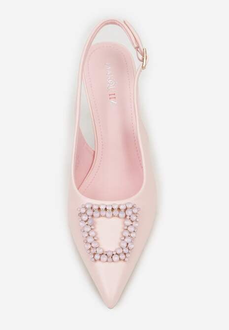 Różowe Sandały na Szpilce Ozdobione Aplikacją z Cyrkoniami Isleheart 6