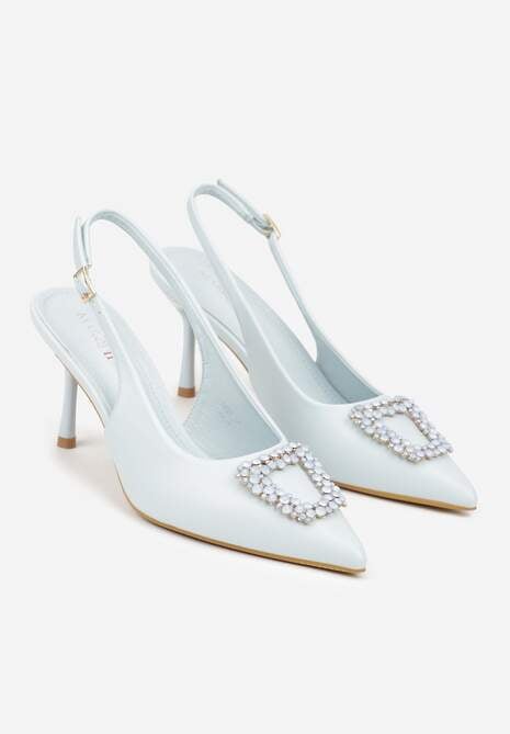 Niebieskie Sandały na Szpilce Ozdobione Aplikacją z Cyrkoniami Isleheart 5