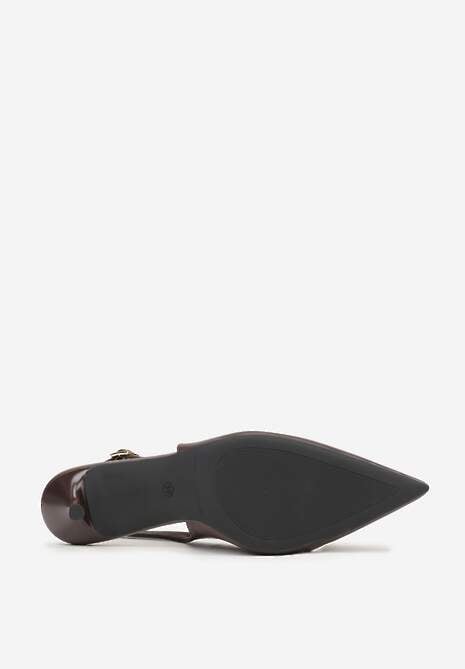 Brązowe Sandały na Szpilce Ozdobione Aplikacją z Cyrkoniami Isleheart 7