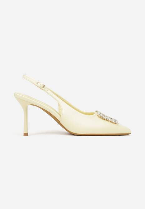 Żółte Sandały na Szpilce Ozdobione Aplikacją z Cyrkoniami Isleheart 4