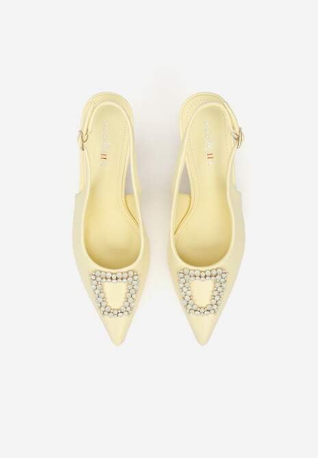 Żółte Sandały na Szpilce Ozdobione Aplikacją z Cyrkoniami Isleheart 6