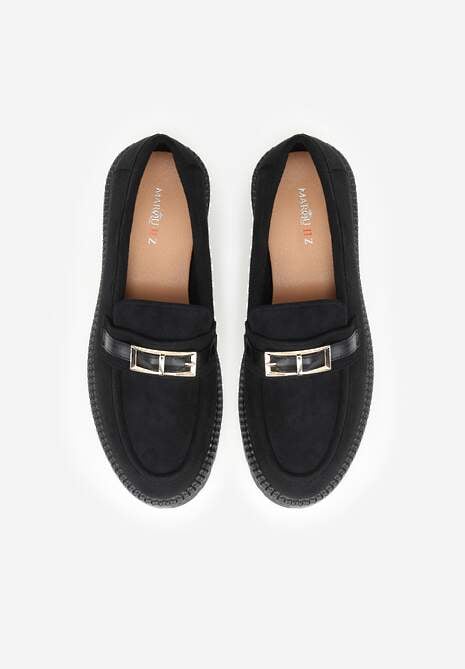 Czarne Mokasyny z Metaliczną Klamrą Glitterfly 6