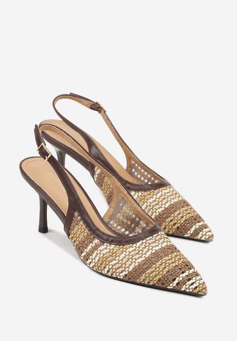 Brązowe Sandały z Plecionym Motywem Tibindel 5