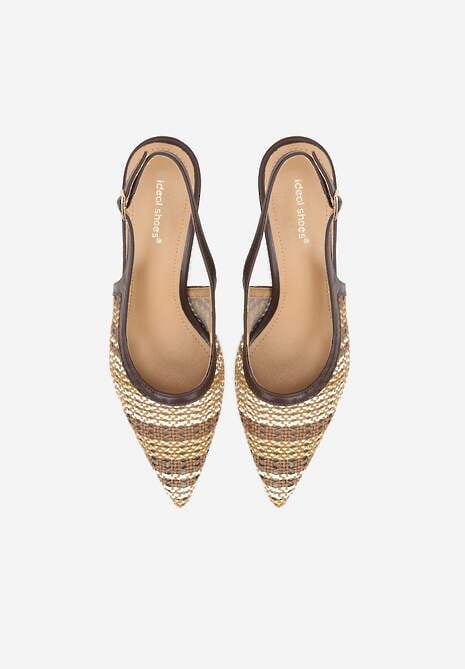 Brązowe Sandały z Plecionym Motywem Tibindel 6