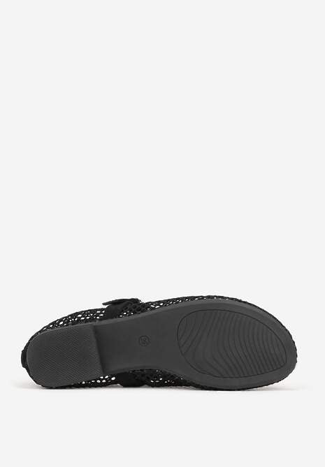 Czarne Balerinki Ozdobione Siateczką Arolamar 7