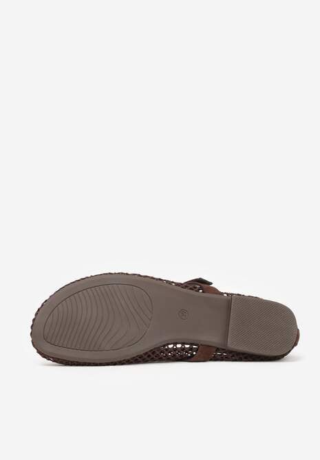 Brązowe Balerinki Ozdobione Siateczką Arolamar 7