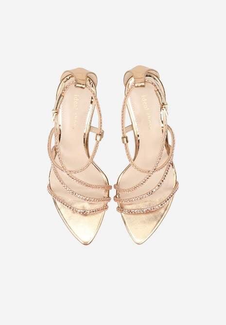 Szampańskie Sandały na Szpilce z Cyrkoniowymi Paskami Evirane 6