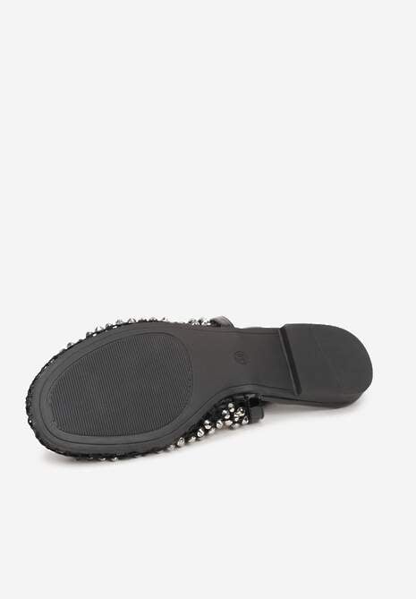 Czarne Sandały Lakierowane Ozdobione Cyrkoniami Yesmenor 7
