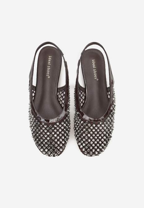 Brązowe Sandały Lakierowane Ozdobione Cyrkoniami Yesmenor 6