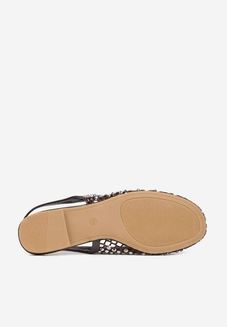 Brązowe Sandały Lakierowane Ozdobione Cyrkoniami Yesmenor 7