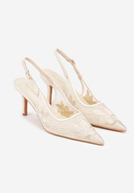 Jasnobeżowe Sandały na Szpilce Ozdobione Haftem Chelmeda 5