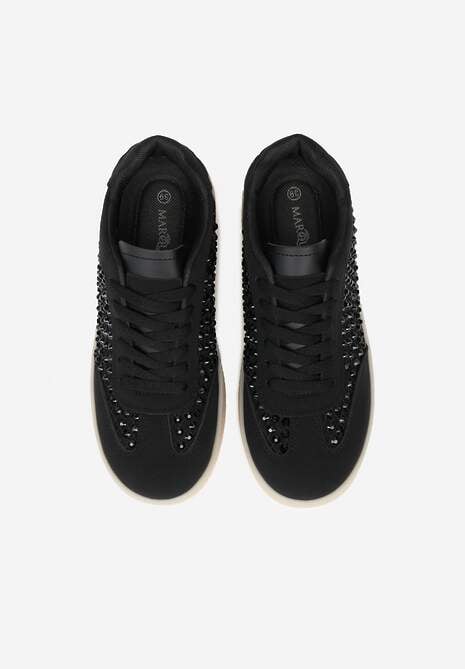 Czarne Sneakersy na Platformie z Cyrkoniami Moonblaze 6