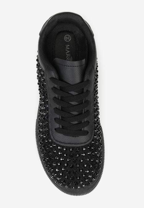 Czarne Cyrkoniowe Sneakersy na Platformie Lilaela 6