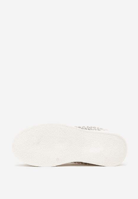 Beżowe Cyrkoniowe Sneakersy na Platformie Lilaela 7