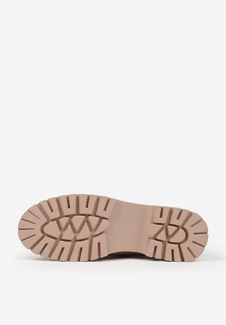 Ciemnobeżowe Botki w Stylu Loafersów Zdobione Metaliczną Aplikacją Aqianey 7