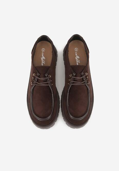 Brązowe Półbuty Mokasyny w Stylu Boat Shoes ze Sznurowaniem Balmitar 6