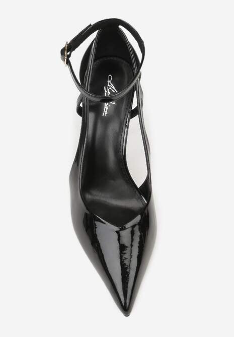 Czarne Szpilki Lakierowane z Wycięciami Fyriana 6