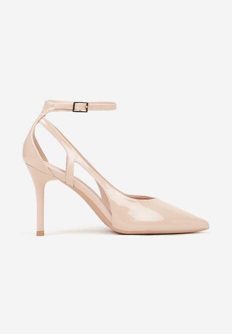 Beżowe Szpilki Lakierowane z Wycięciami Fyriana 4