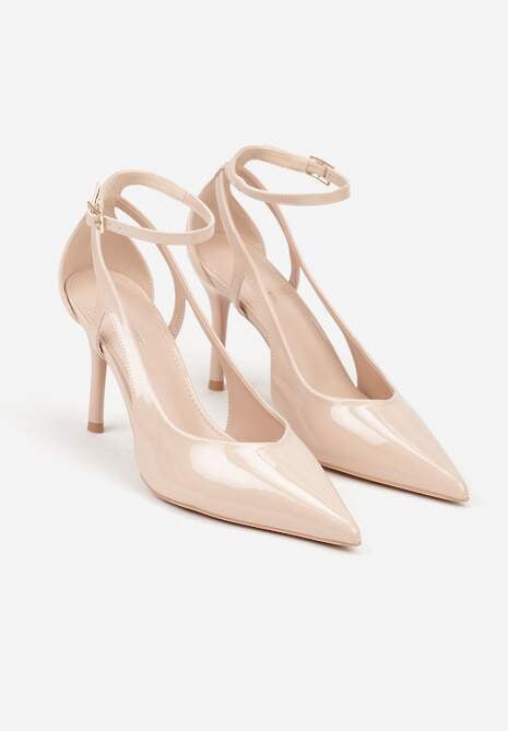 Beżowe Szpilki Lakierowane z Wycięciami Fyriana 5