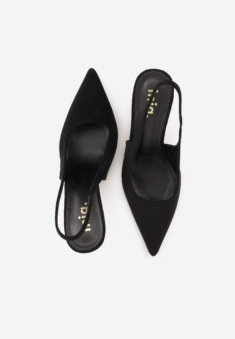 Czarne Sandały Slingback na Szpilce z Imitacji Zamszu Carilona 6