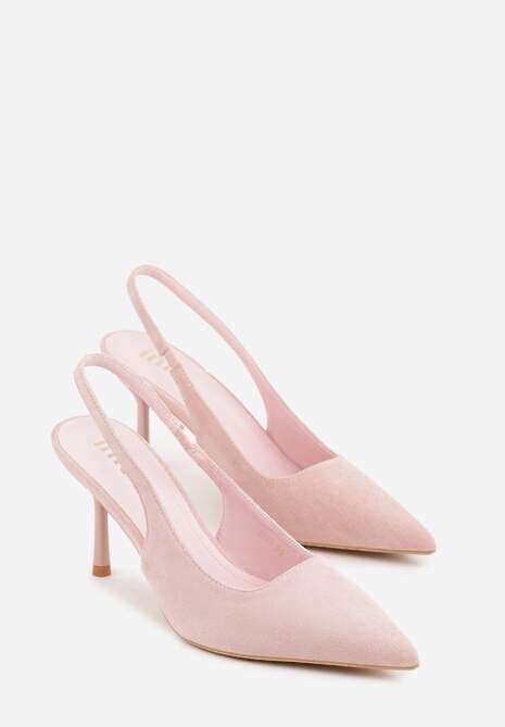 Różowe Sandały Slingback na Szpilce z Imitacji Zamszu Carilona 5