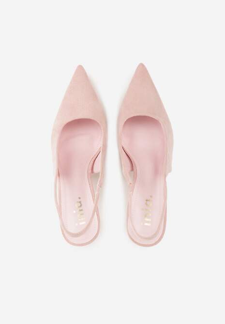 Różowe Sandały Slingback na Szpilce z Imitacji Zamszu Carilona 6