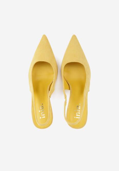 Żółte Sandały Slingback na Szpilce z Imitacji Zamszu Carilona 6