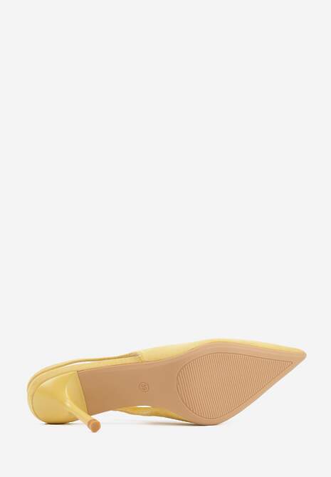 Żółte Sandały Slingback na Szpilce z Imitacji Zamszu Carilona 7