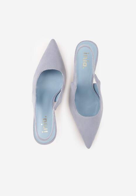 Niebieskie Sandały Slingback na Szpilce z Imitacji Zamszu Carilona 6