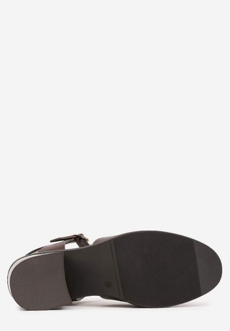 Ciemnobrązowe Sandały na Słupku z Geometryczną Cholewką Aiganele 7