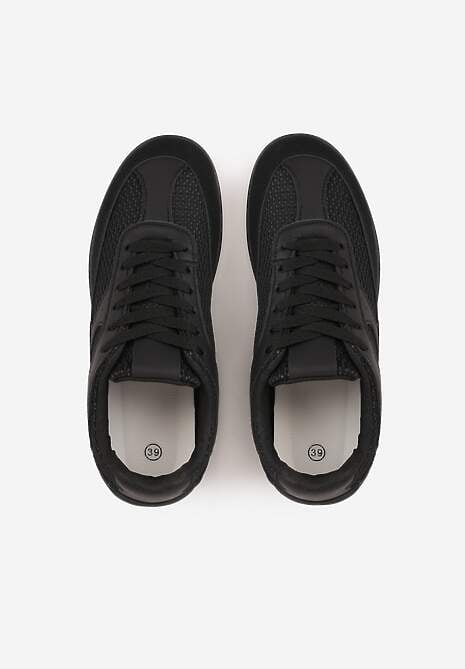Czarne Sneakersy z Geometrycznym Wzorem Elrineth 6