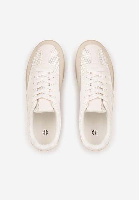 Beżowe Sneakersy z Geometrycznym Wzorem Elrineth 6