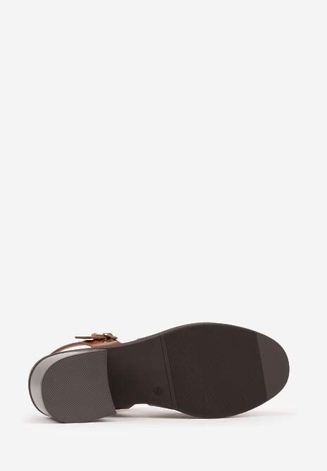 Brązowe Sandały na Słupku Ozdobione Wycięciami Rharlan 7