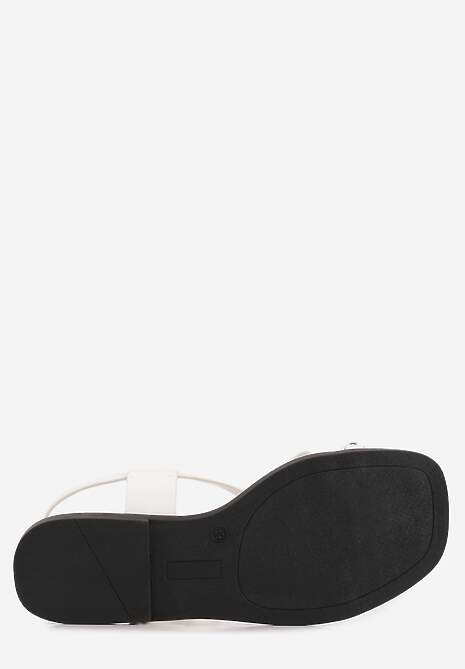 Białe Sandały Typu Japonki Ozdobione Metaliczną Aplikacją Grynyra 7