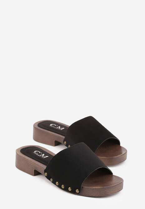 Czarne Klapki z Nitami Lephiaphe 5