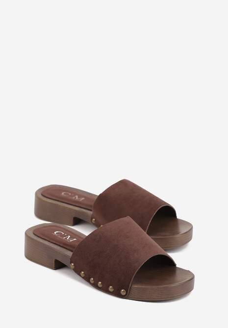 Ciemnobrązowe Klapki z Nitami Lephiaphe 5