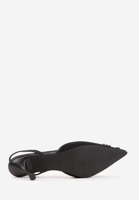 Czarne Sandały na Szpilce Ozdobione Haftowanym Wzorem i Koralikami Sametis 7