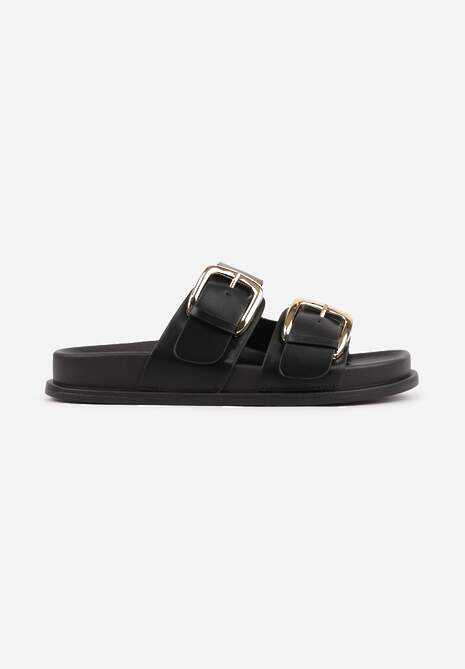 Czarne Klapki z Metalicznymi Klamrami Aetheta 4