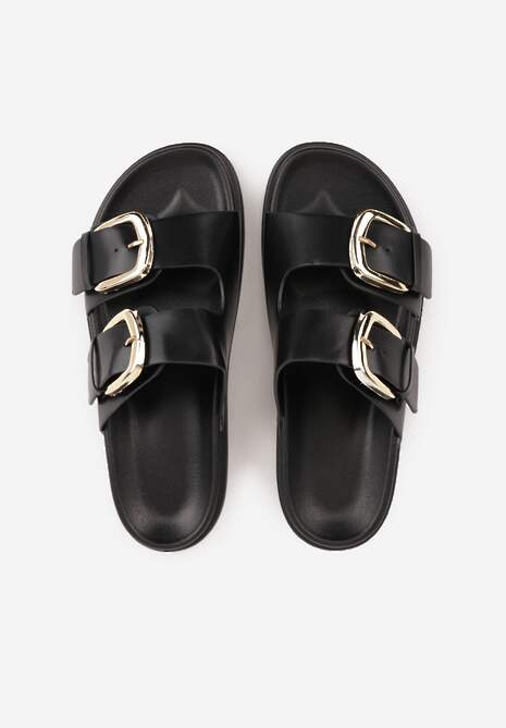 Czarne Klapki z Metalicznymi Klamrami Aetheta 6