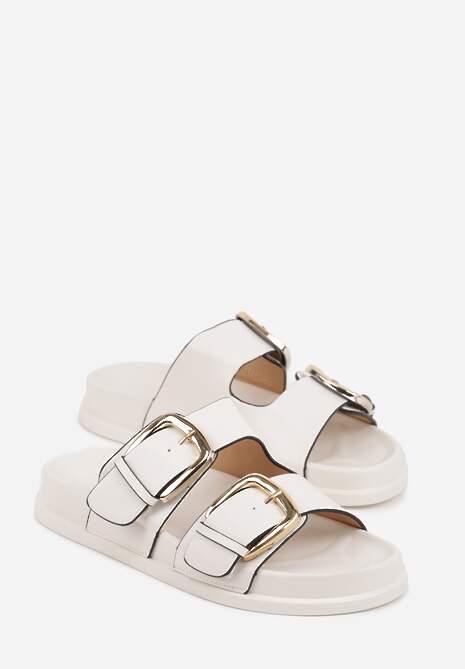 Białe Klapki z Metalicznymi Klamrami Aetheta 5