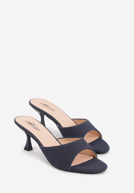 Niebieskie Klapki na Obcasie Kaczuszka z Odkrytym Noskiem Nadah 5