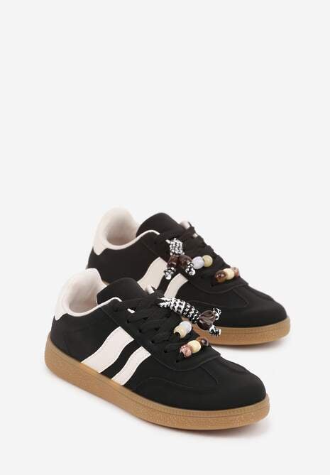Czarne Sneakersy Typu Tenisówki Ozdobione Koralikami Daemeli 5