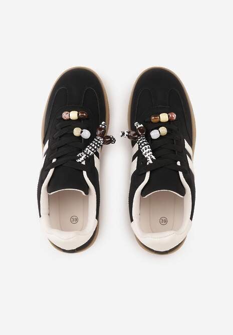 Czarne Sneakersy Typu Tenisówki Ozdobione Koralikami Daemeli 6