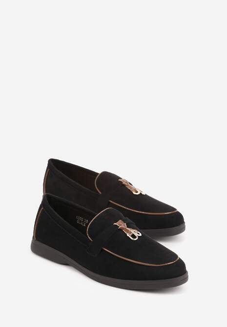 Czarne Mokasyny z Imitacji Zamszu z Zawieszką na Nosku Theophitos 5