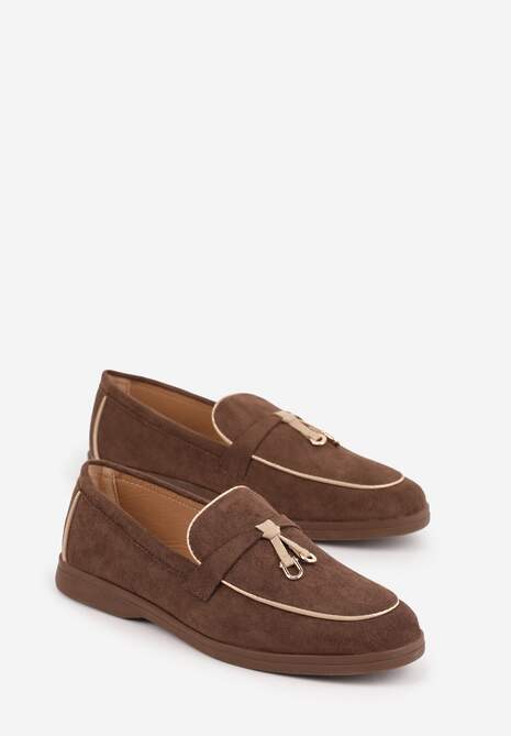 Brązowe Mokasyny z Imitacji Zamszu z Zawieszką na Nosku Theophitos 5