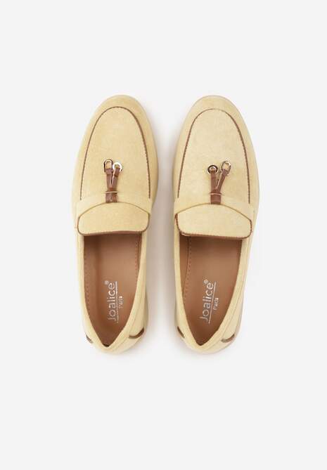 Żółte Mokasyny z Imitacji Zamszu z Zawieszką na Nosku Theophitos 6