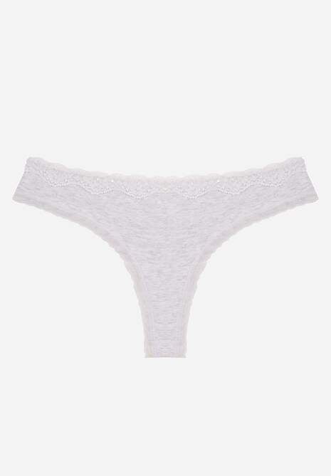 Szare Majtki Stringi z Bawełną z Koronką Aethimilia